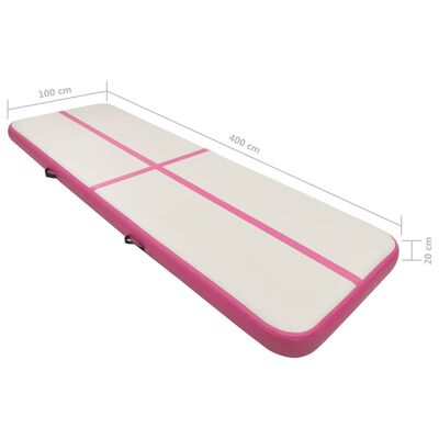 vidaXL Tapis gonflable de gymnastique avec pompe 400x100x20cm PVC Rose