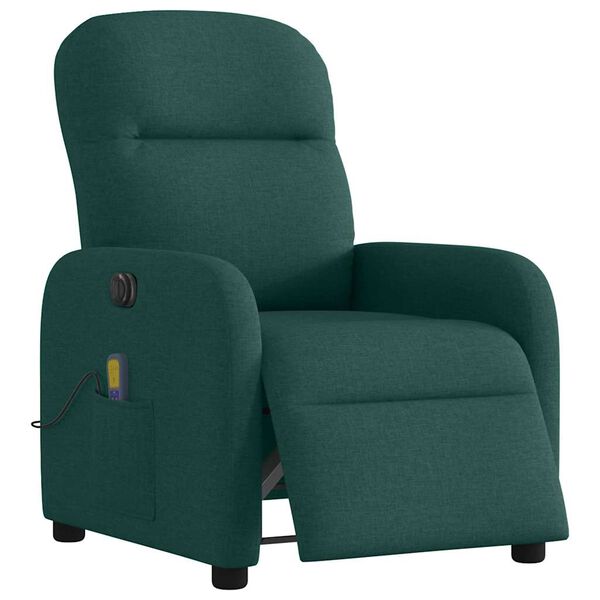 vidaXL Fauteuil de massage inclinable &eacute;lectrique Vert fonc&eacute; Tissu