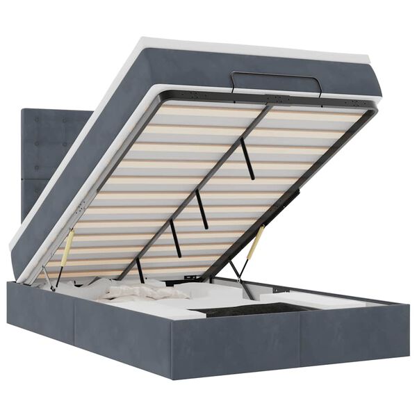 vidaXL Cadre de lit ottoman et matelas gris fonc&eacute; 120x200 cm velours