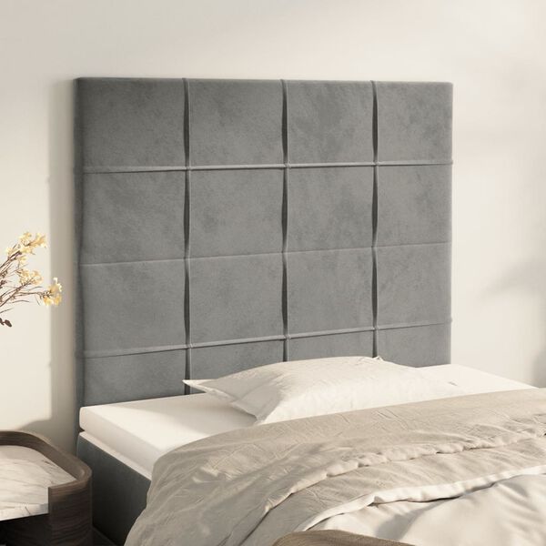 vidaXL T&ecirc;te de lit Gris clair 80x5x118/128 cm Velours