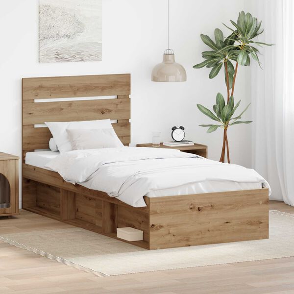 vidaXL Cadre de lit Ch&ecirc;ne artisan 75 x 190 cm Bois de pin massif