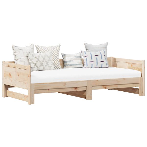 vidaXL Lit Pull-out de Jour Naturel 180 x 200 cm Pin massif