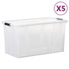 vidaXL Bo&icirc;tes de rangement avec couvercles 5 pcs Transparent 80 L