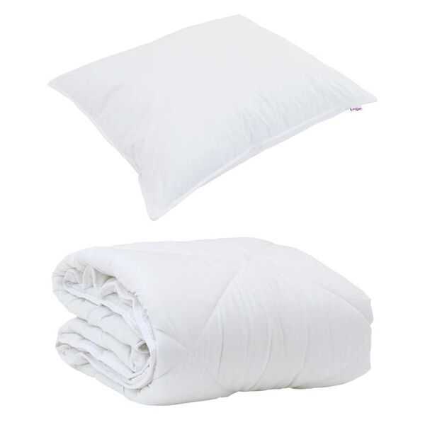 vidaXL Duvet d'&eacute;t&eacute; simple avec oreiller 2 pcs Blanc Microfibre