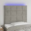 vidaXL T&ecirc;te de lit &agrave; LED Gris clair 80x5x118/128 cm Velours