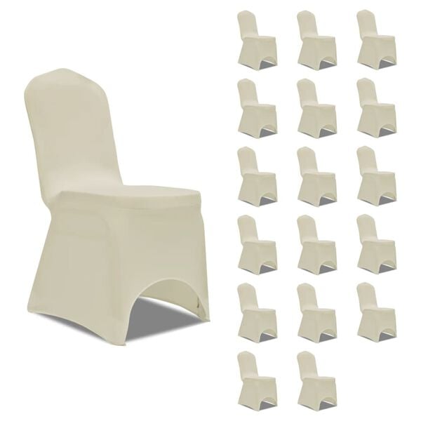 vidaXL Housses élastiques de chaise Crème 18 pcs