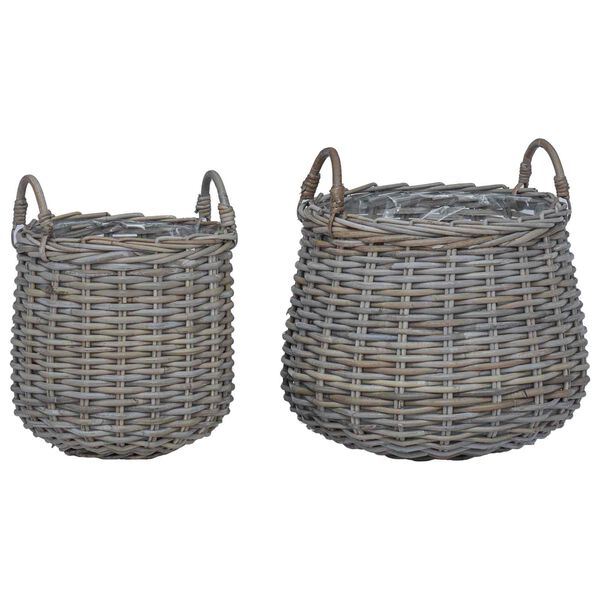 vidaXL Panier &agrave; Plantes avec stockage 2 pcs Gris Rattan Lacak