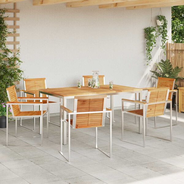 vidaXL Ensemble de salle &agrave; manger pour jardin 7 pcs Marron