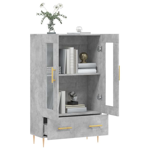 vidaXL Buffet haut gris béton 69,5x31x115 cm bois d'ingénierie