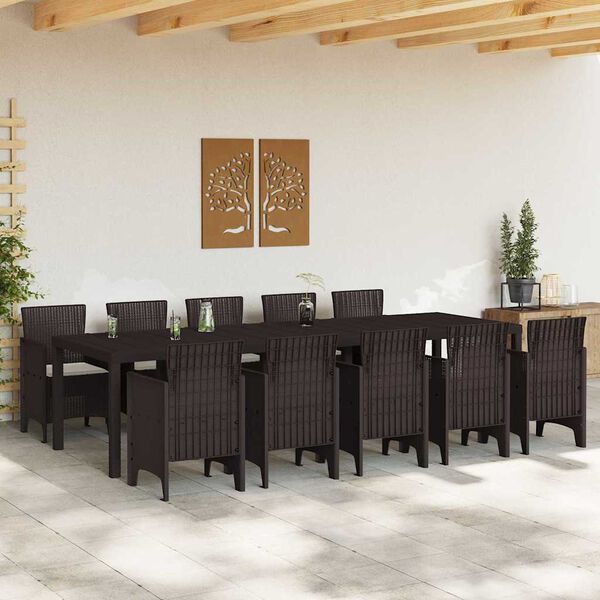 vidaXL Ensemble de salle à manger pour jardin 11 pcs Marron et Crème