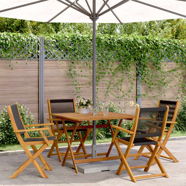 vidaXL Ensemble &agrave; manger de jardin 5pcs noir polypropyl&egrave;ne bois massif