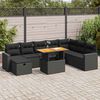 vidaXL Salon de jardin avec coussins 9 pcs noir r&eacute;sine tress&eacute;e acacia