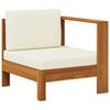 vidaXL Canap&eacute; central avec 1 accoudoir Blanc cr&egrave;me Acacia solide