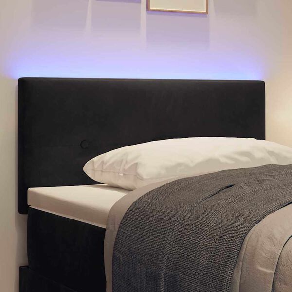 vidaXL T&ecirc;te de lit LED avec des lumi&egrave;res &agrave; LED Noir 100 cm Polyester