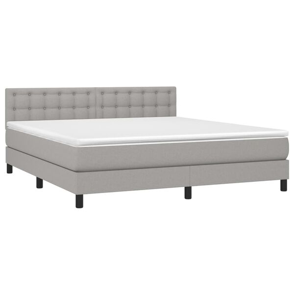 vidaXL Sommier &agrave; lattes de lit matelas LED Gris clair 160x200 cm Tissu