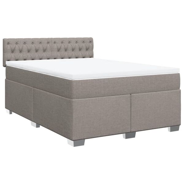 vidaXL Sommier &agrave; lattes de lit avec matelas Taupe 160x200 cm Tissu
