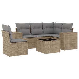 vidaXL Salon de jardin avec coussins 6 pcs beige r&eacute;sine tress&eacute;e