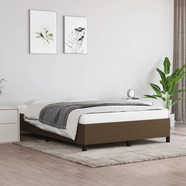 vidaXL Cadre de lit sans matelas marron fonc&eacute; 140x200 cm tissu