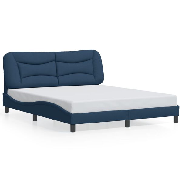vidaXL Cadre de lit sans matelas Hvar bleu 160x200 cm tissu