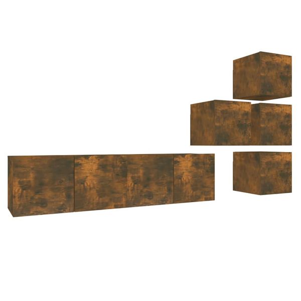 vidaXL Ensemble de meubles TV 6 pcs Ch&ecirc;ne fum&eacute; Bois d'ing&eacute;nierie