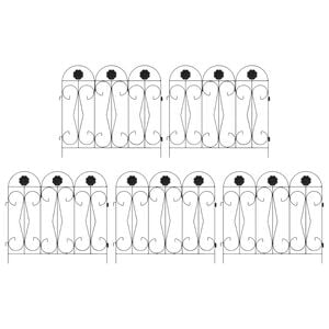 vidaXL Cl&ocirc;ture de jardin 5 pc Acier Noir