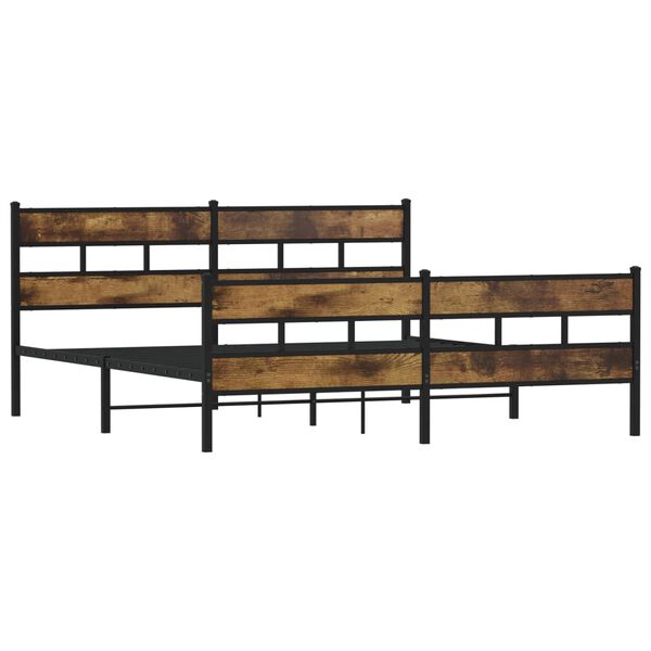 vidaXL Cadre de lit en métal sans matelas chêne fumé 200x200 cm