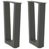 vidaXL Pieds de table basse en forme de V, 2 pi&egrave;ces, anthracite, 38 x (42-43,3) cm, acier