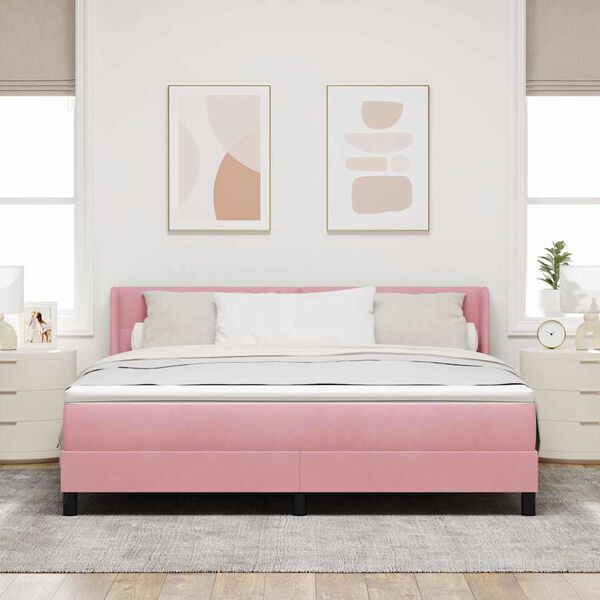 vidaXL Lit &agrave; ressorts avec matelas Rose 200 x 180 cm Velours