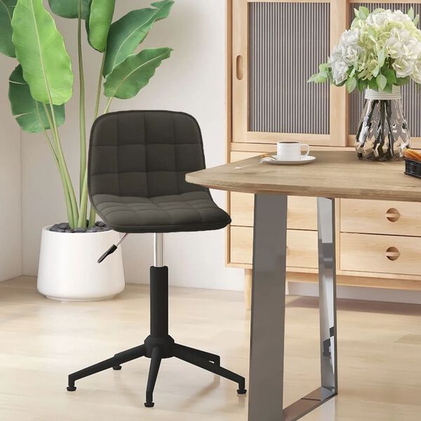 vidaXL Chaise pivotante &agrave; manger Gris fonc&eacute; Velours