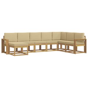 vidaXL Ensemble de canap&eacute;s d'ext&eacute;rieur 8 pcs Blanc et Beige