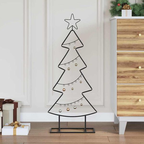 vidaXL Arbre de Noël en métal avec support Noir 90 cm Acier