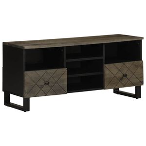 vidaXL Meuble TV noir 100x33x46 cm bois massif de manguier