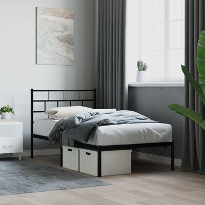 vidaXL Cadre de lit métal sans matelas avec tête de lit noir 80x200 cm