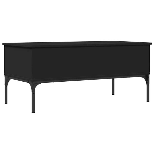 vidaXL Table basse noir 100x50x45 cm bois d'ing&eacute;nierie et m&eacute;tal