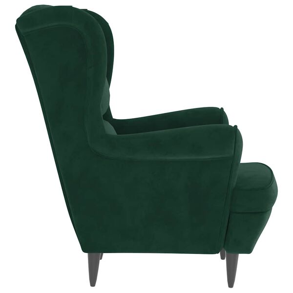 vidaXL Fauteuil vert foncé velours