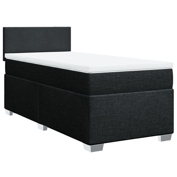 vidaXL Sommier &agrave; lattes de lit avec matelas Noir 90x200 cm Tissu