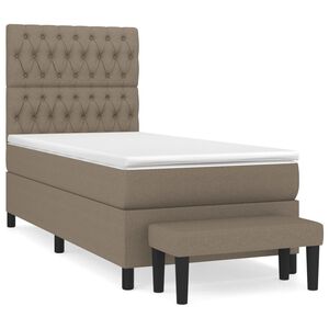 vidaXL Sommier &agrave; lattes de lit avec matelas Taupe 90x200 cm Tissu