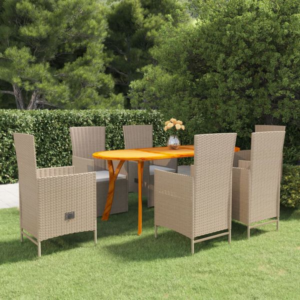 vidaXL Ensemble &agrave; manger de jardin 7 pcs Beige
