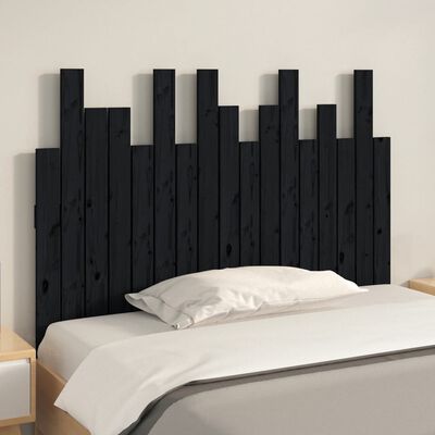 vidaXL Tête de lit murale Noir 108x3x80 cm Bois massif de pin