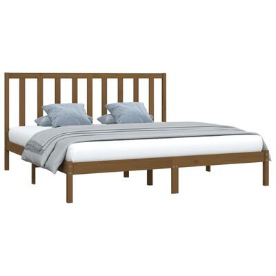 vidaXL Cadre de lit sans matelas marron miel bois pin massif 200x200cm