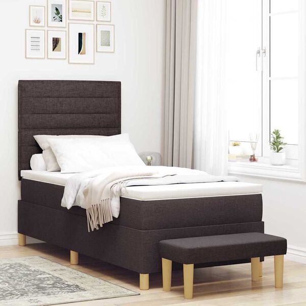 vidaXL Lit &agrave; ressorts avec matelas Marron fonc&eacute; 90 x 190 cm tissu