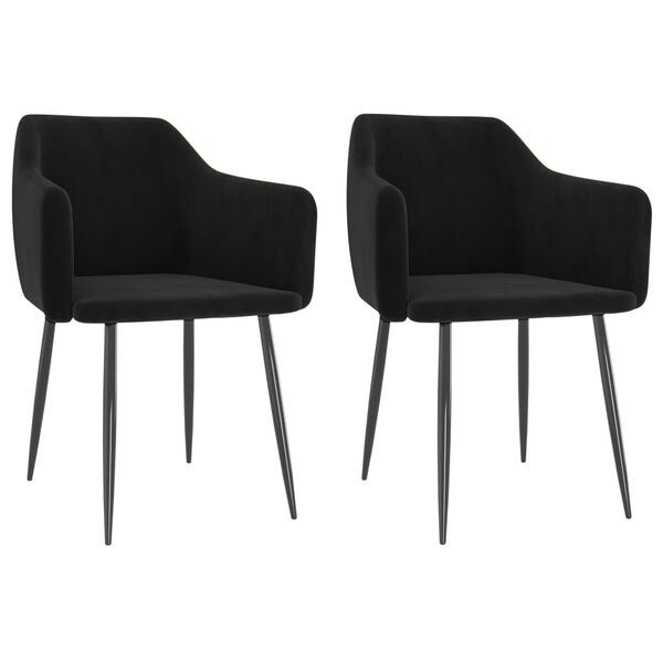 vidaXL Chaises &agrave; manger lot de 2 Noir Velours
