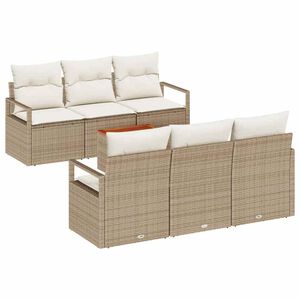 vidaXL Ensemble de canap&eacute; de jardin 7 pcs Beige et cr&egrave;me polyrotin