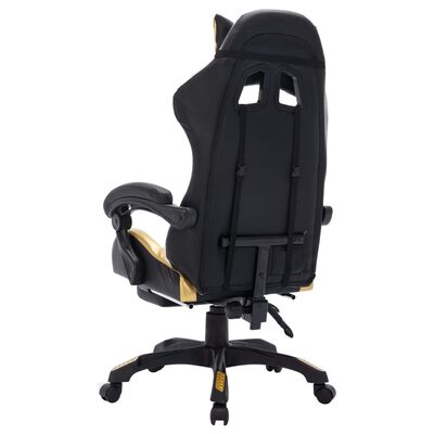 vidaXL Fauteuil de jeux vidéo avec LED RVB Doré et noir Similicuir