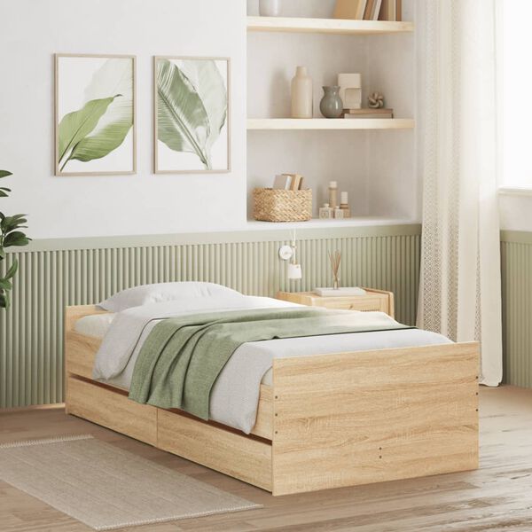 vidaXL Cadre de lit sans matelas chêne sonoma 75x190 cm