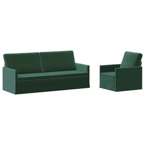 vidaXL Ensemble de Canap&eacute;s 2 pcs Vert fonc&eacute; Velours (V)