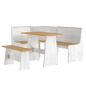 vidaXL Ensemble &agrave; manger REINE 3 pcs marron miel blanc bois pin massif