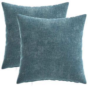 vidaXL Housse de coussin 2 pcs HEERLEN Bleu 35 x 35 cm Tissu Chenille