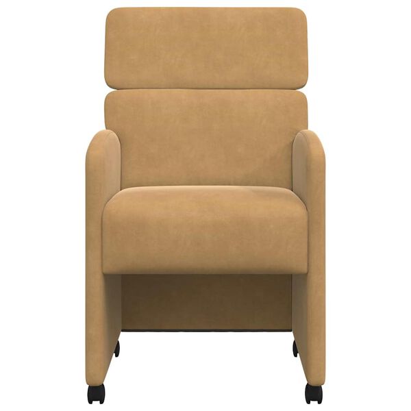 vidaXL Chaises de Salle &agrave; Manger avec Roues 2 pcs Marron Velours