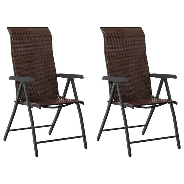 vidaXL Chaises pliables de jardin lot de 2 marron r&eacute;sine tress&eacute;e